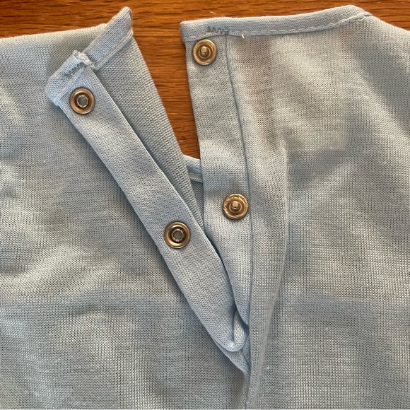 Vintage Triplets Baby 6 Months Girl Light Blue Romper Lace Collar Short Sleeve - Picture 8 of 11